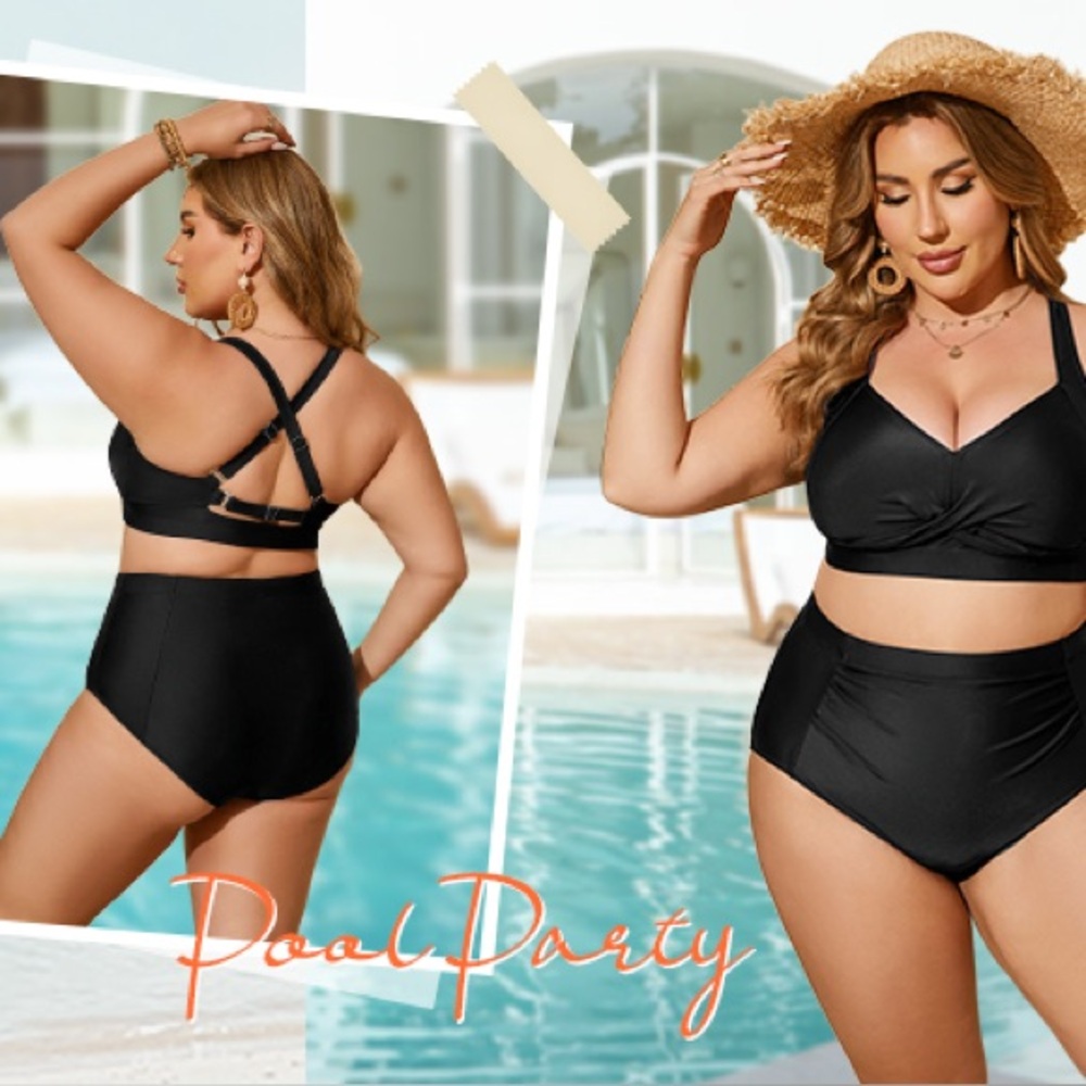 Women Two Piece Swimsuit Tummy Control‎ Bathing Suit Swimwear Plus Size 24W